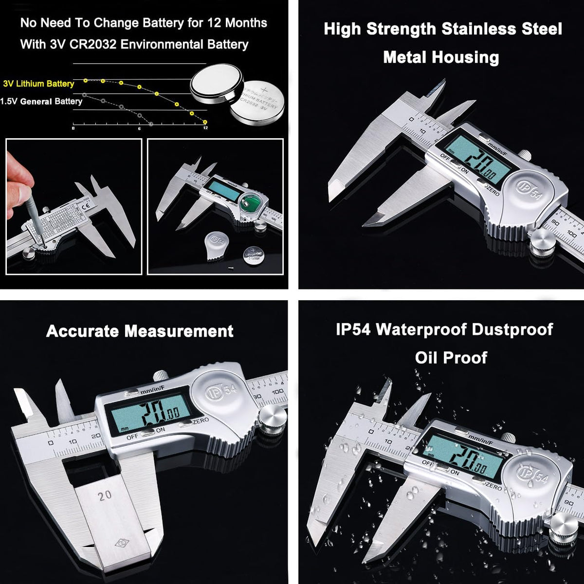 Kynup Digital Caliper 150mm, 6 inch Digital Vernier Caliper with LCD Screen