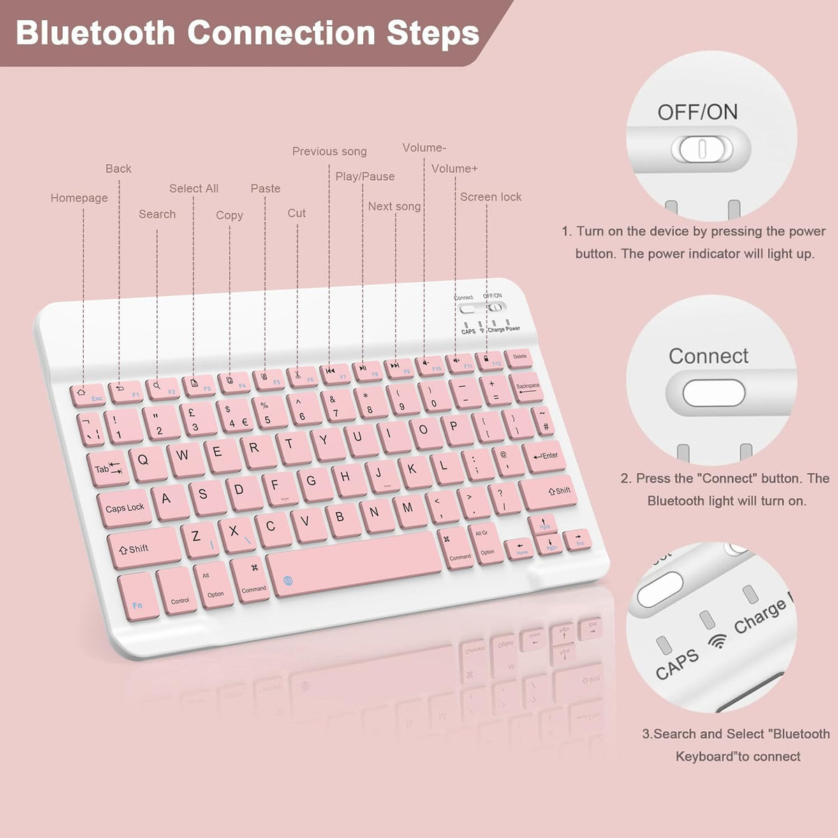 NOOX Bluetooth Keyboard for iPad, Galaxy Tablets, SmartPhones