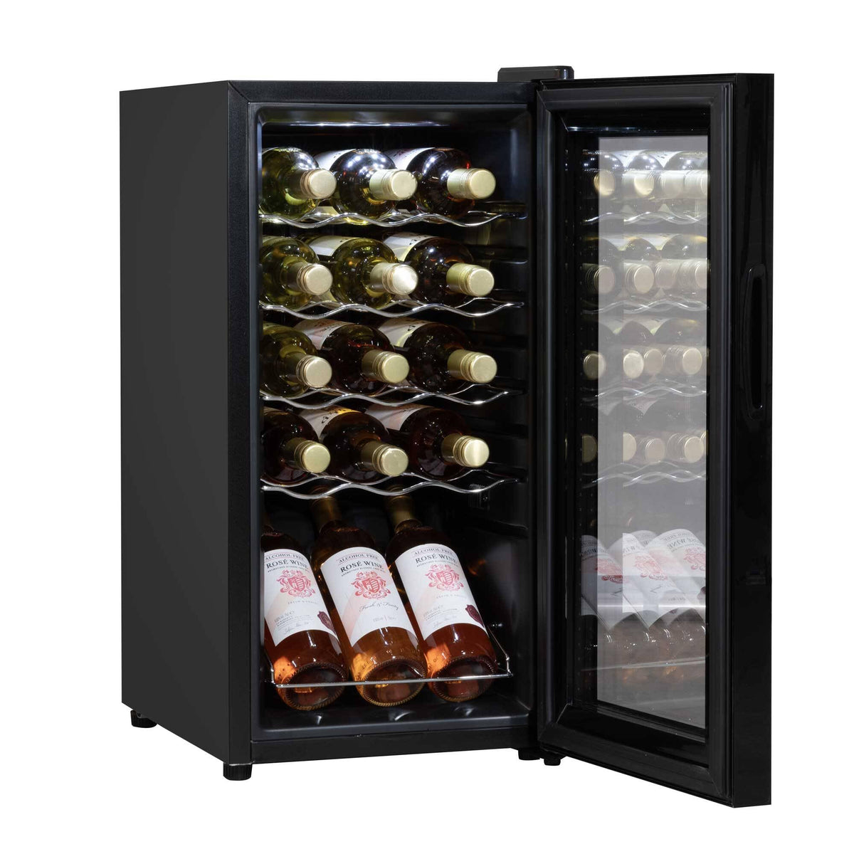 Dellonda Baridi 12 Bottle Wine Fridge with Digital Touch Screen Controls, Metal Shelves & LED Light, Black - DH73