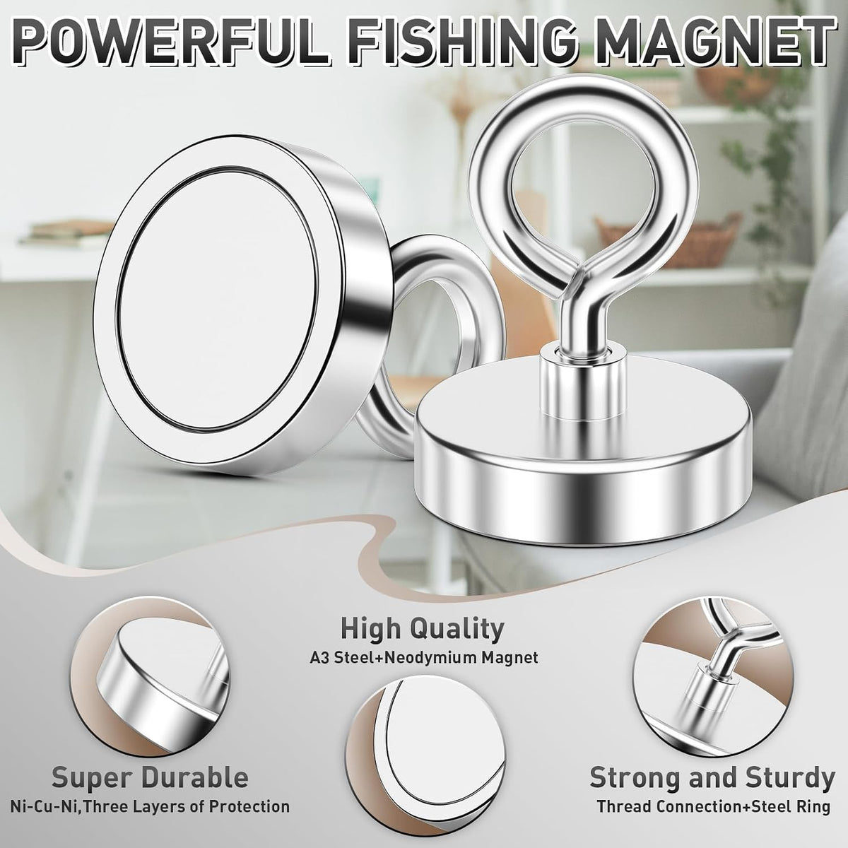 FINDMAG 82kg Pulling Strong Fishing Magnet for Retrieving in River (D45)