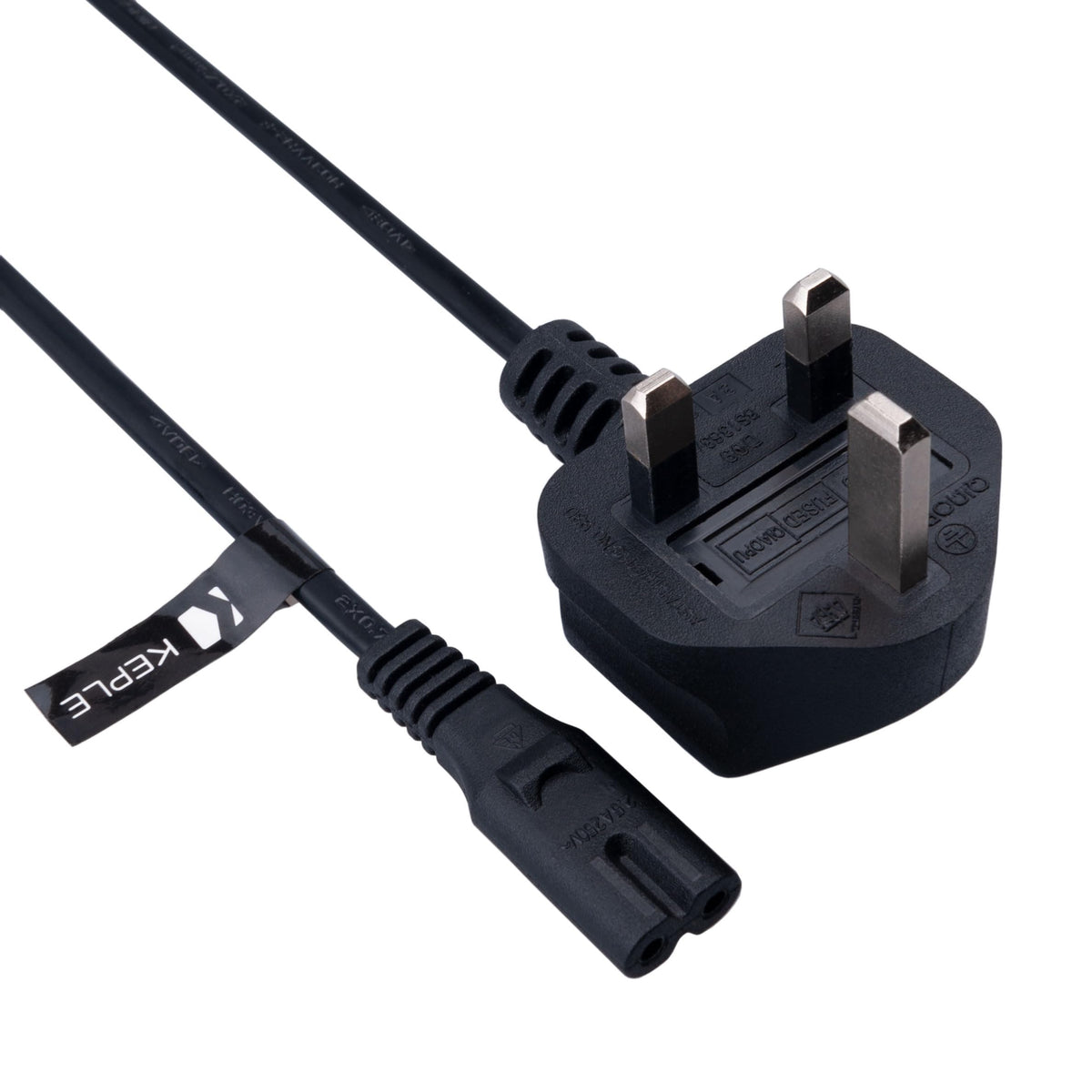 Keple 2m Figure 8 Power Lead - C7 2 Pin Mains Cable Compatible with PS5 PS4 Xbox Samsung LG HP Canon Sony Pixma Panasonic Brother Philips Sharp JVC Asus Toshiba - Printers TV etc. UK Plug (Black)