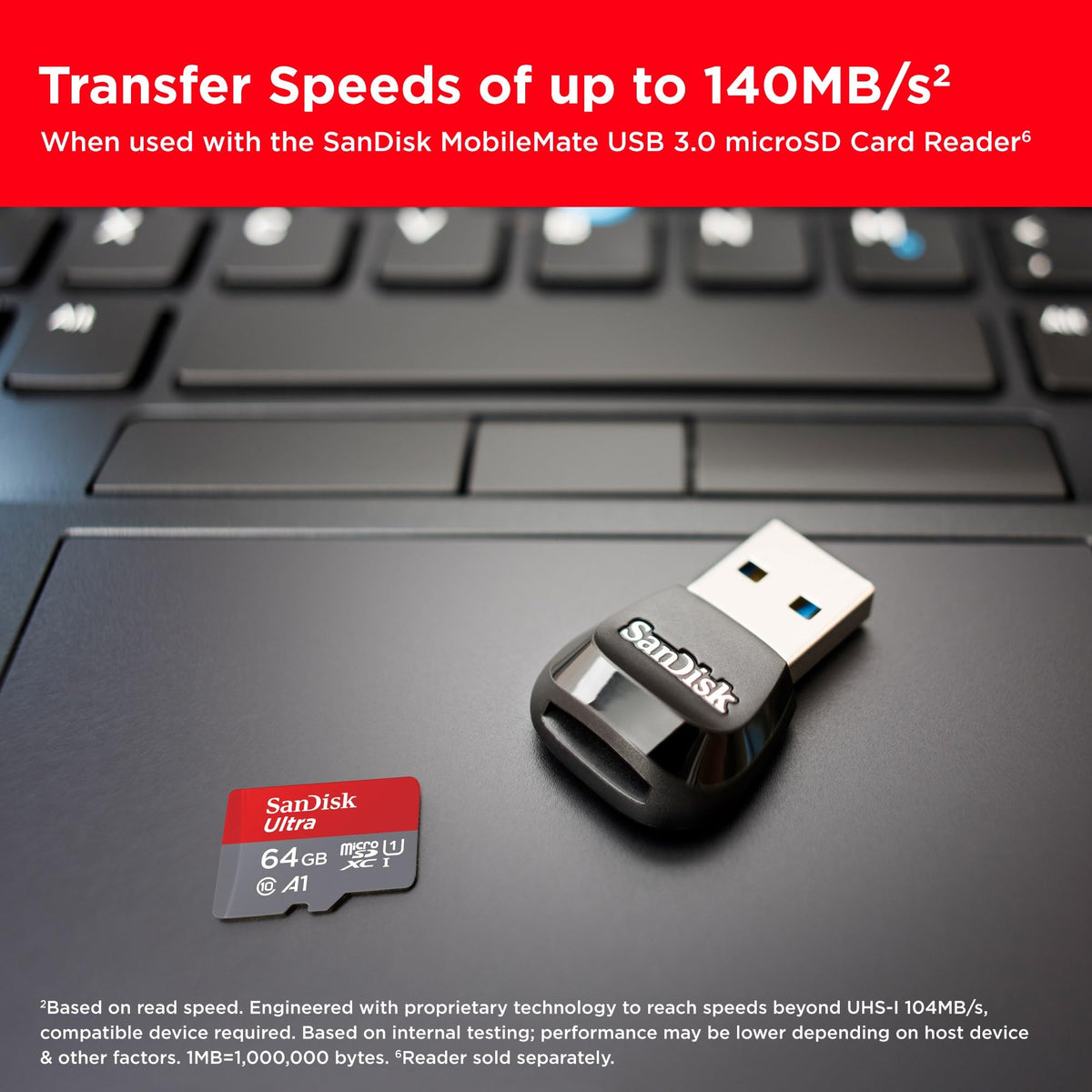 SANDISK Ultra micro SD Card + Adapter 256GB, Up to 150MB/s Read Speeds