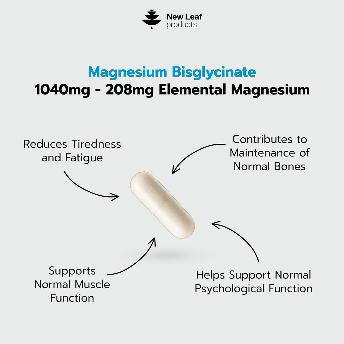 Magnesium Glycinate Capsule - 208mg Elemental of 1040mg, 120 Capsules