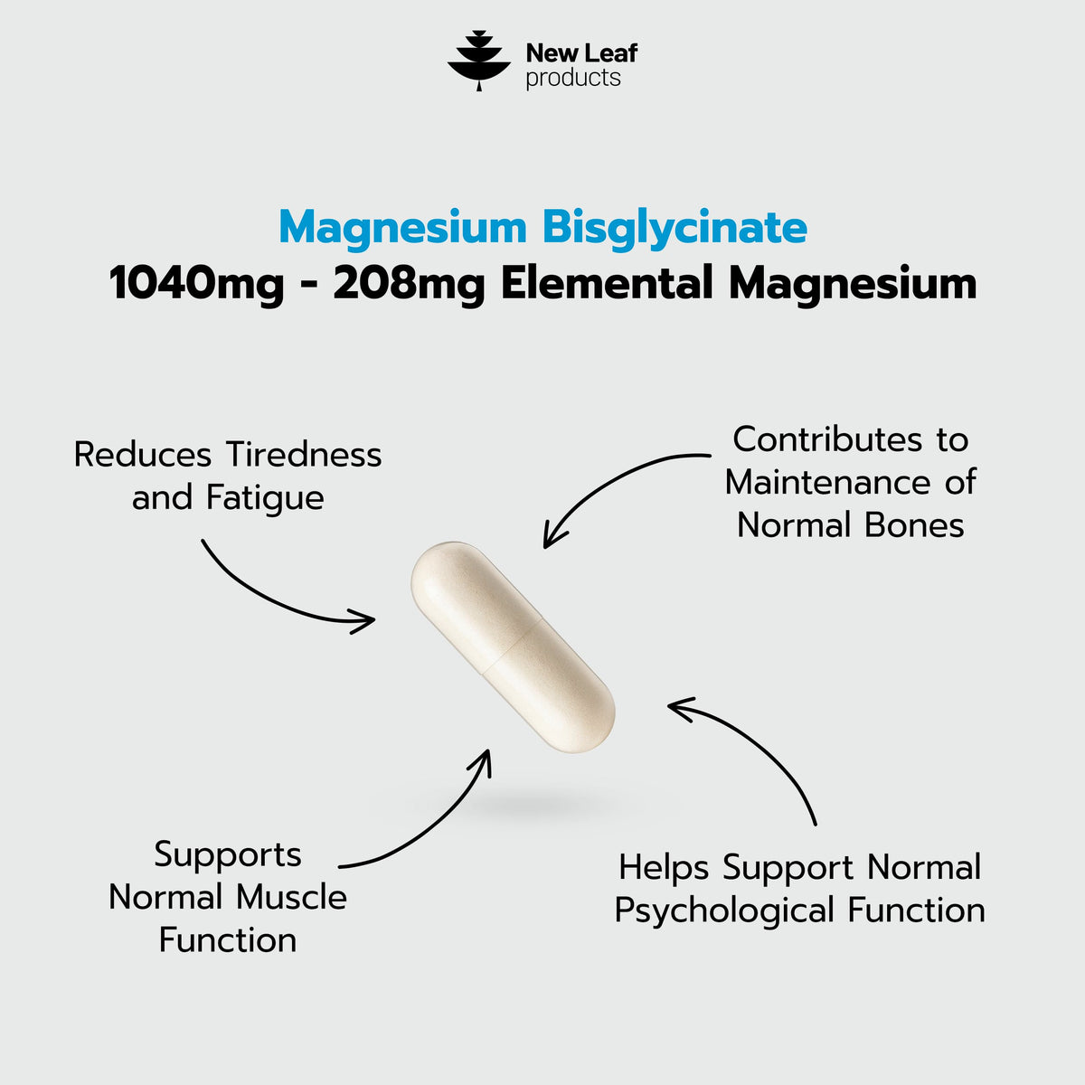 Magnesium Glycinate Capsule - 208mg Elemental of 1040mg, 120 Capsules