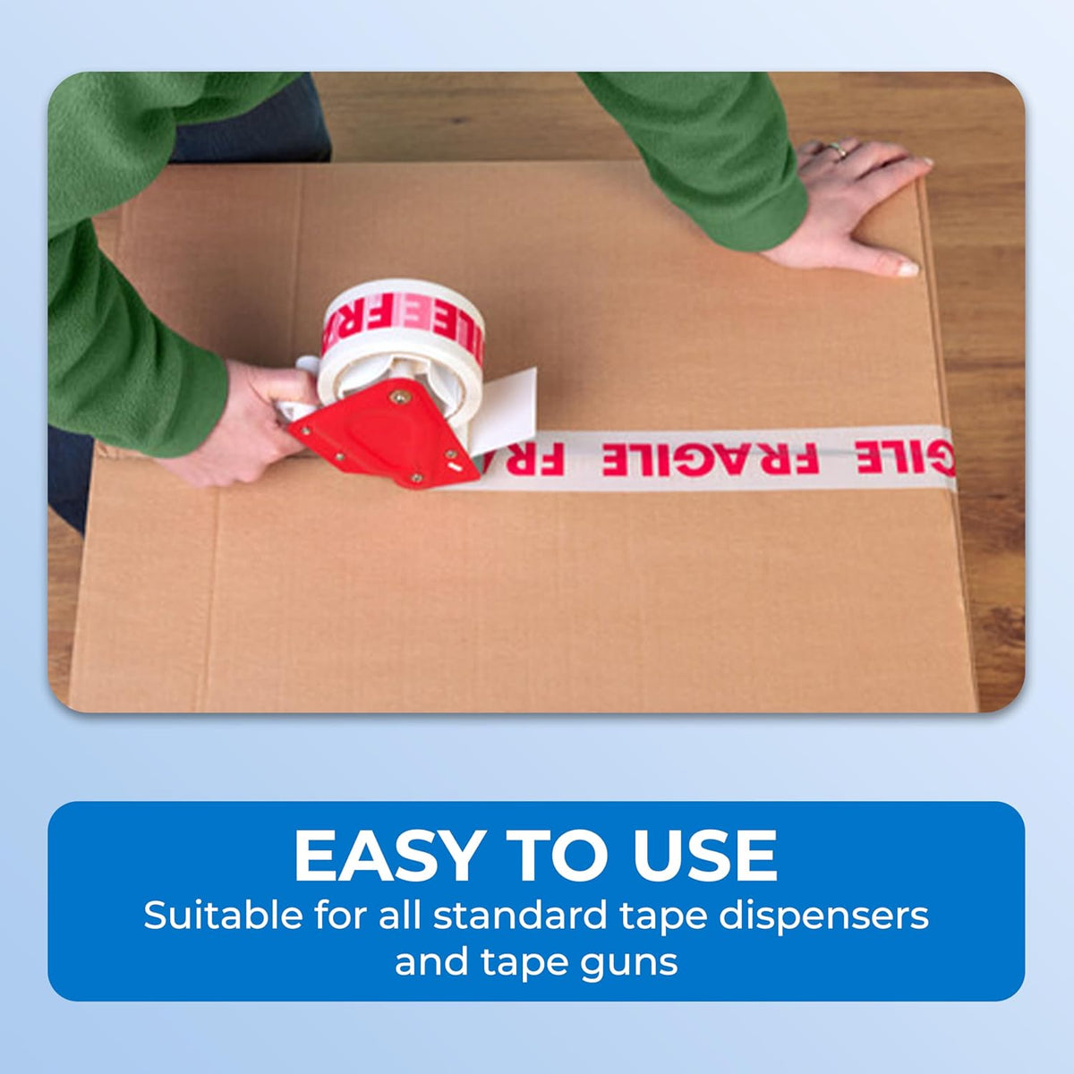 Double Dragon Extra Thick Fragile Printed Tape – 48mm wide, 66m long (Pack of 3) | Tear-Resistant, High-Tack & Long-Lasting | Ideal for Packing, Moving, Shipping, Labelling | Fits Dispensers etc