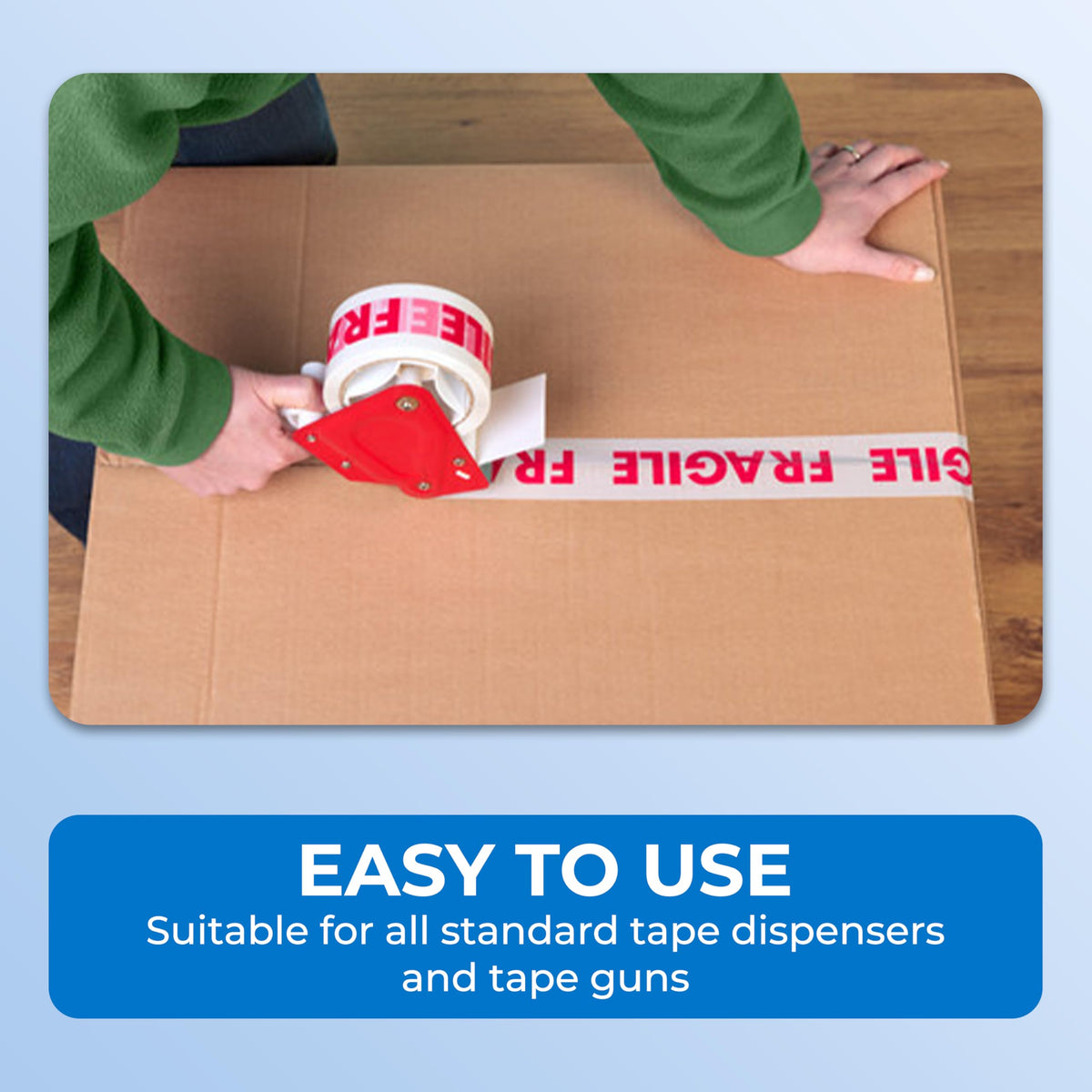 Double Dragon Extra Thick Fragile Printed Tape – 48mm wide, 66m long (Pack of 3) | Tear-Resistant, High-Tack & Long-Lasting | Ideal for Packing, Moving, Shipping, Labelling | Fits Dispensers etc