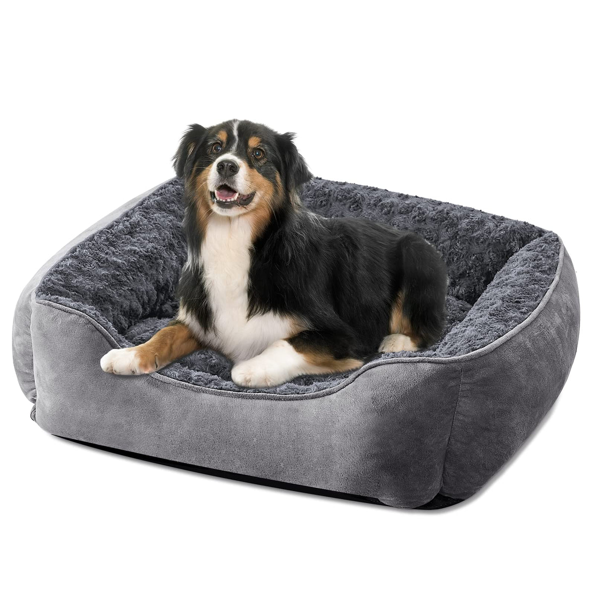 JOEJOY Dog Bed Medium - Washable Rectangle Dog Beds, Anti-Anxiety, Soft Plush Non-Slip Bottom Pet Bed - Small | Medium | Large Size Mattress Mat, Grey