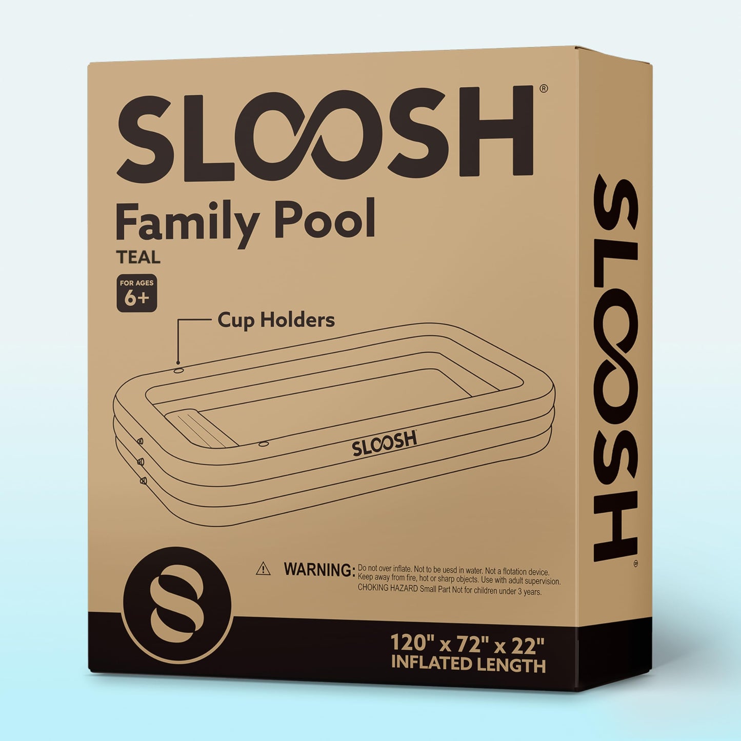 Sloosh Inflatable Swimming Pool for Adults with Seats, 304.8 x 182.8 x 55.8cm Full-Sized Blow Up Durable Thickened Above Ground Family Pool, Large Paddling Pool for Summer Water Party Garden Lawn,Blue