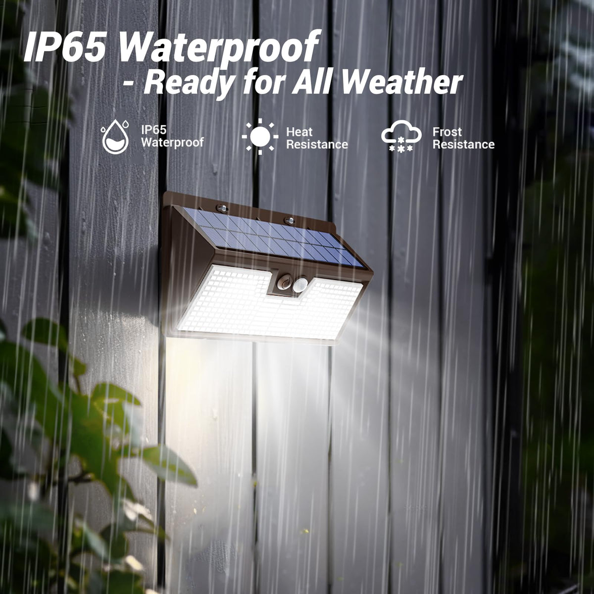 vighep Solar Security Lights Outdoor Motion Sensor, White 318LED Led Solar Powered Light with 3 Lighting Modes, IP65 Waterproof Wireless Pir Wall Light for Outside Garden Fence Yard-Warm White