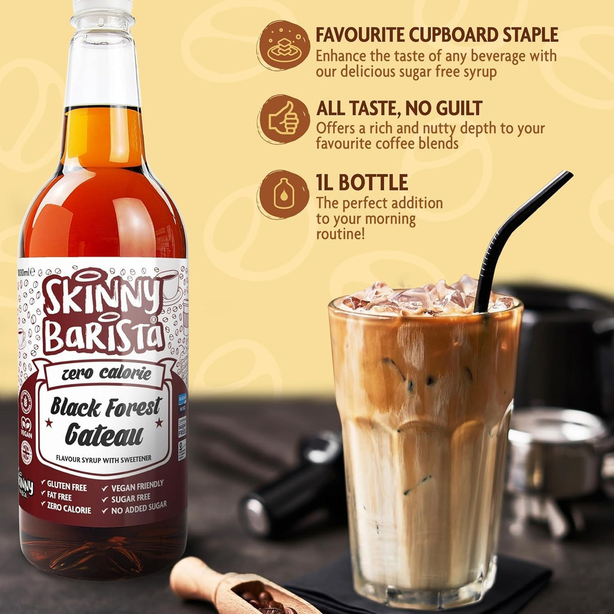 Skinny Food Co Butterscotch Syrup Zero Calorie 1L - Sugar Free Coffee Syrup