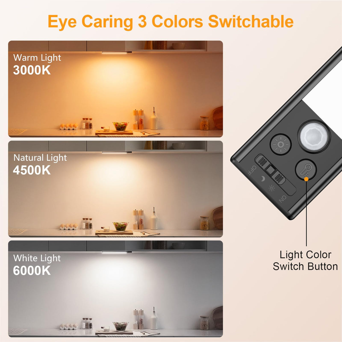 Gritin Under Cabinet Kitchen Lights Rechargeable 2 Pack-3 Color Temps