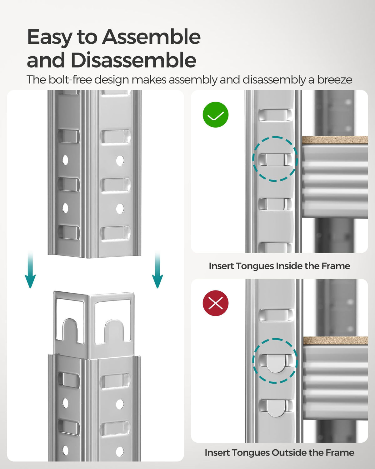 SONGMICS 5-Tier Heavy-Duty Shelving Units, Set of 2, Boltless Assembly