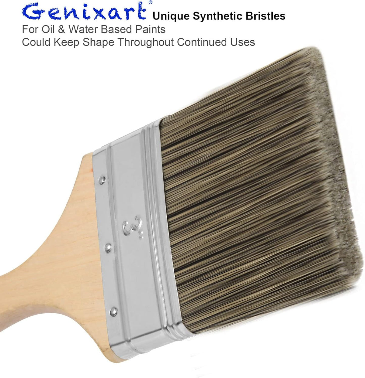 Genixart Double Thick Chip Paint Brush Set, Wood Fence Stain Brush, 3 Inch