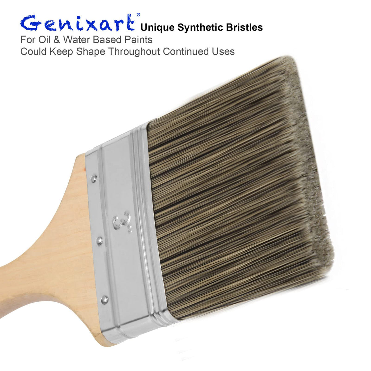 Genixart Double Thick Chip Paint Brush Set, Wood Fence Stain Brush, 3 Inch