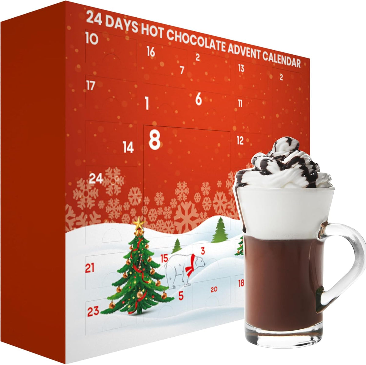 Hot Chocolate Advent Calendar 2026| Luxury Instant Hot Chocolate Gift Set Selection Station | Sachets Powder | Xmas Gifts for Women Ladies Men Kids | Christmas Countdown | Food Unique