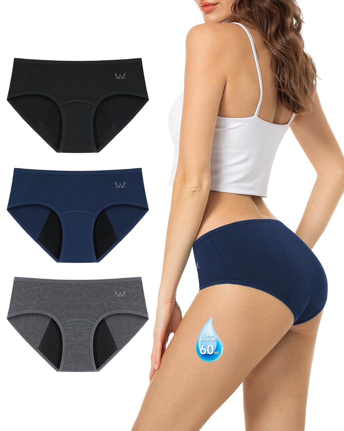TANSTC Period Pants for Women, Leakproof Period Underwear Pack of 3