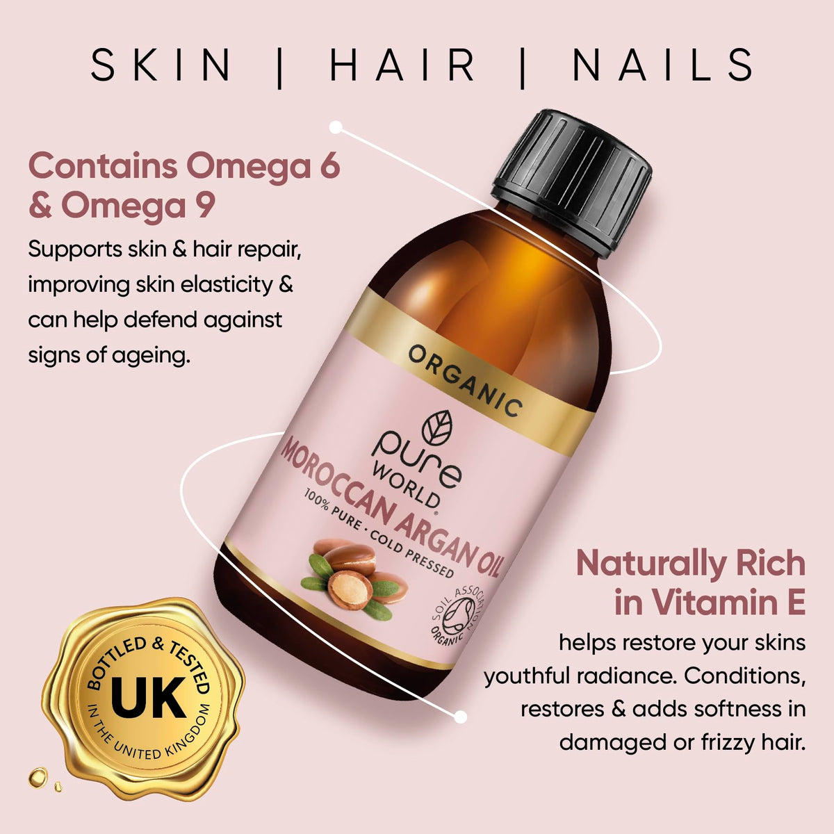 Pure World Natural Castor Oil 250ML Cold & Freshly Pressed 100% Pure and Undiluted Hexane Free Nourish Your Skin and Hair Eyebrows, Nails, Beard, Hair, Eyelash Growth Food Grade