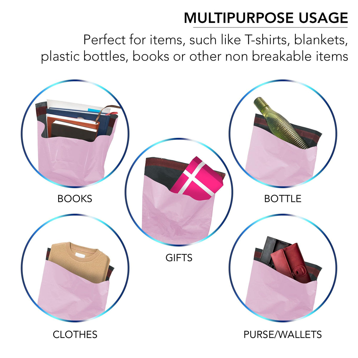 Pink Mailing Bags, iSOUL 25 Pcs Shipping Poly Postal Self Seal Bags in Size 12” x 16" Inch Small Postage Packaging Bags 305mm to 407mm