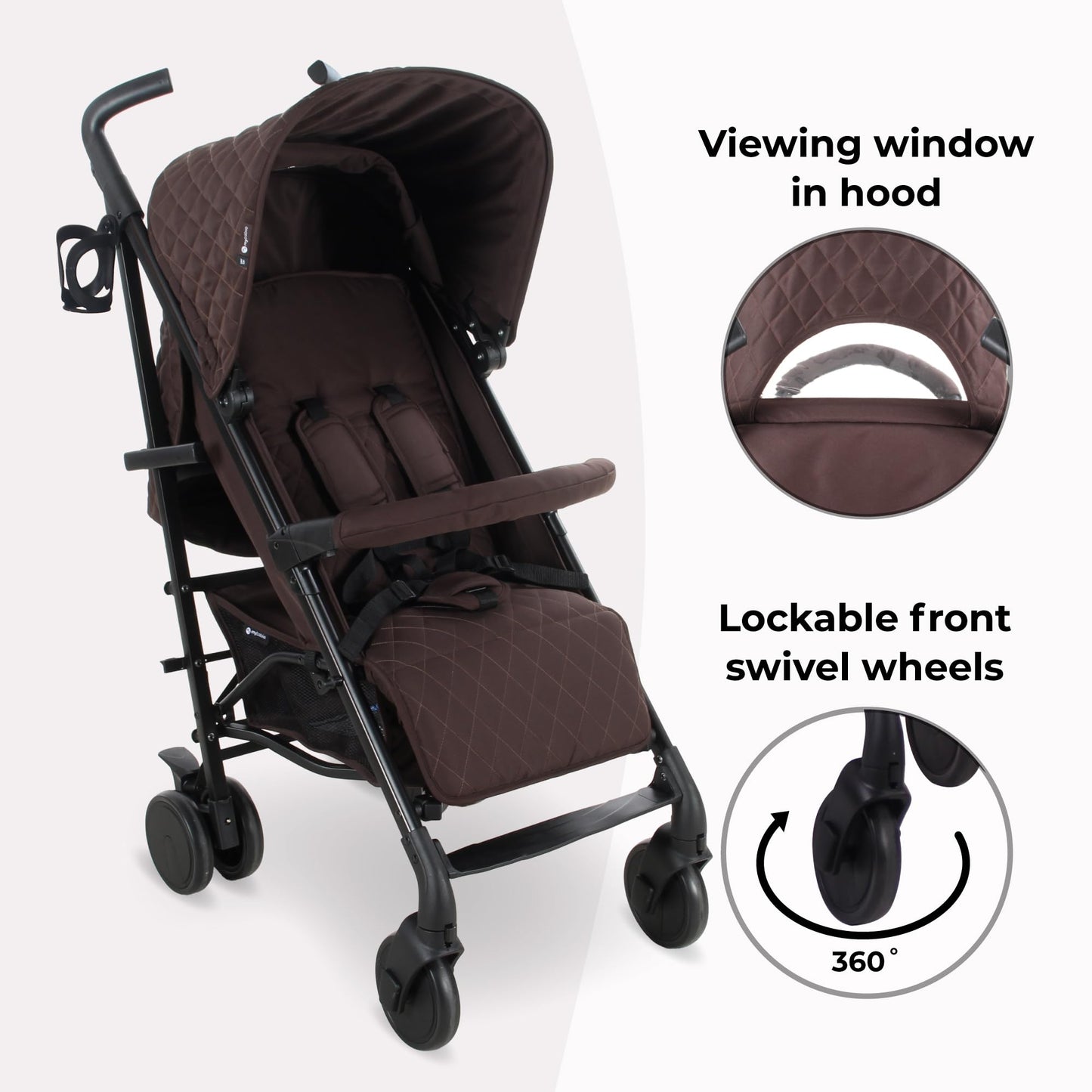 My Babiie MB51 Stroller – from Birth to 4 Years (22kg), Lightweight, Umbrella Fold, Travel Buggy for Toddlers, Pushchair Includes Footmuff, Cup Holder, Rain Cover - Blush Pink