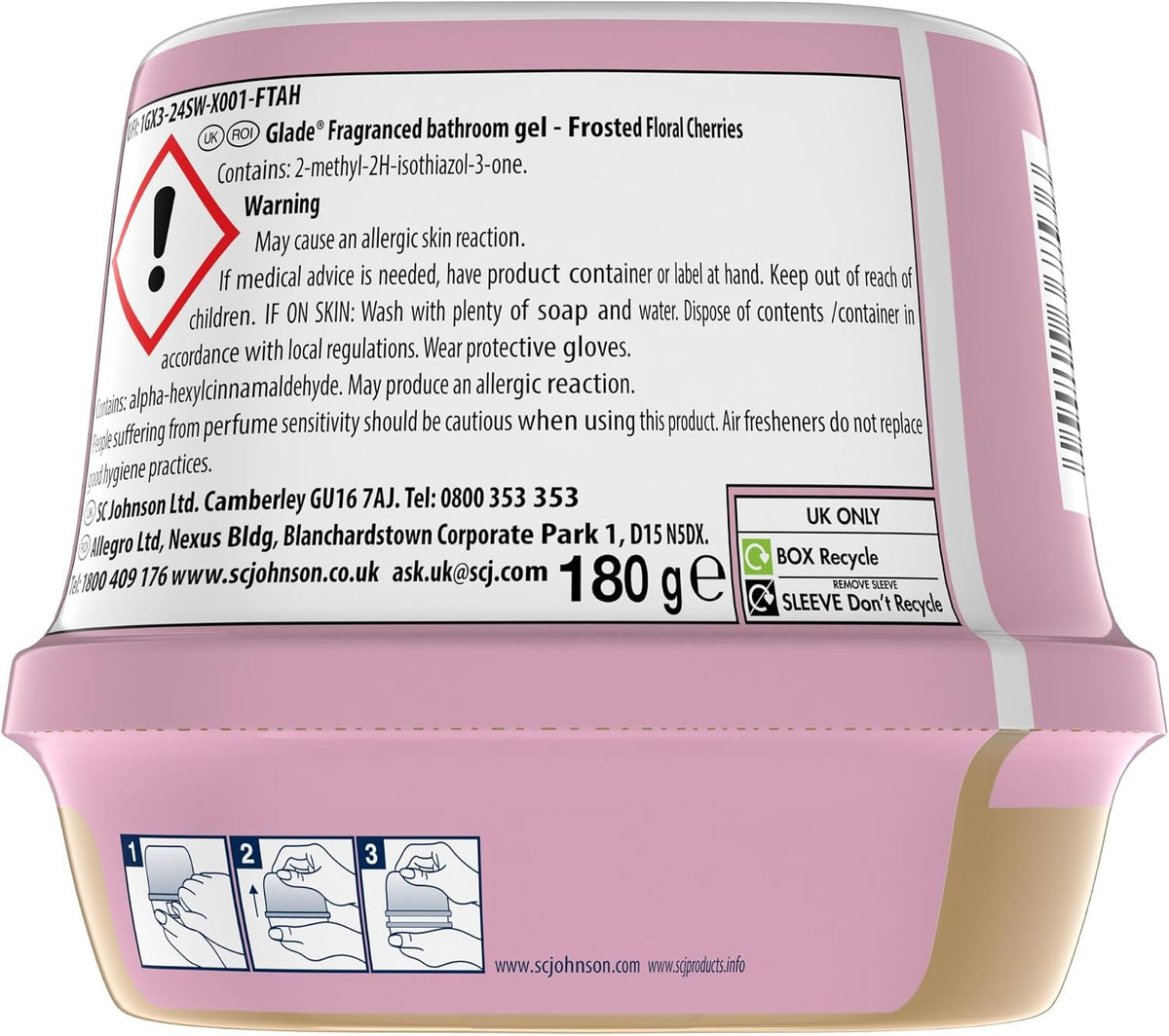 Glade Bathroom Gel Floral Cherries, Air Freshener Odour Eliminator, 180g