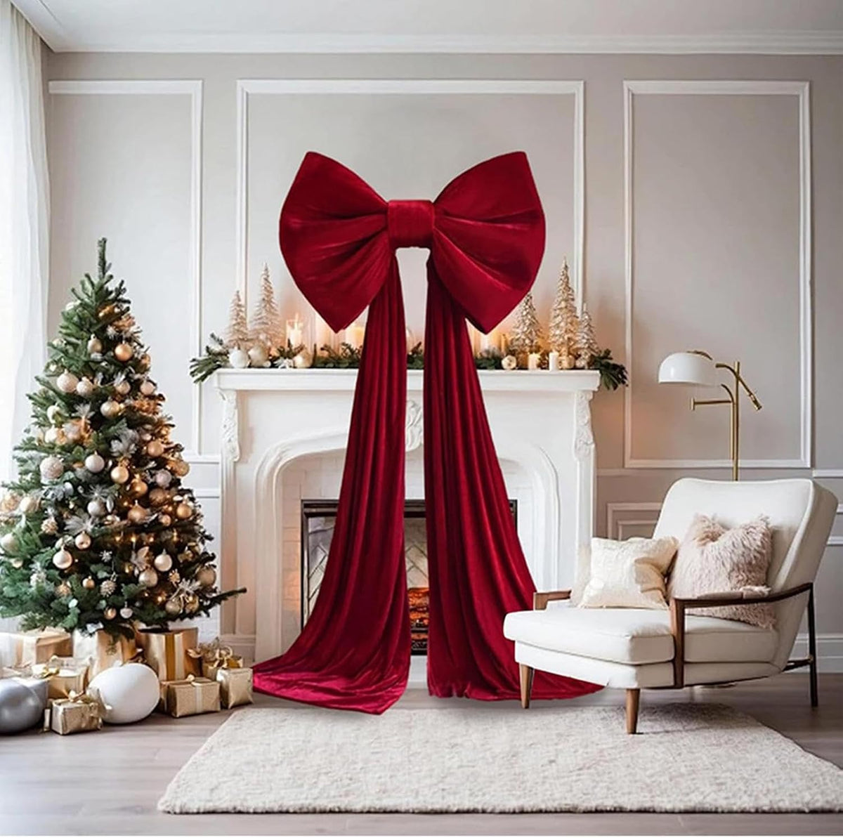 Large Christmas Tree Topper Bow, 200CM Giant Velvet Christmas Tree Bows