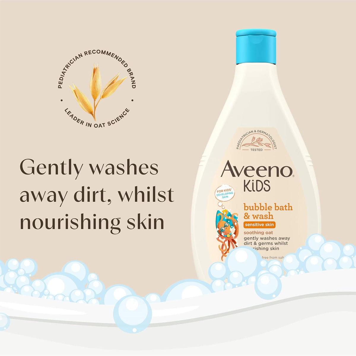 Aveeno Kids Bubble Bath & Wash for Sensitive Skin (1 x 400ml)