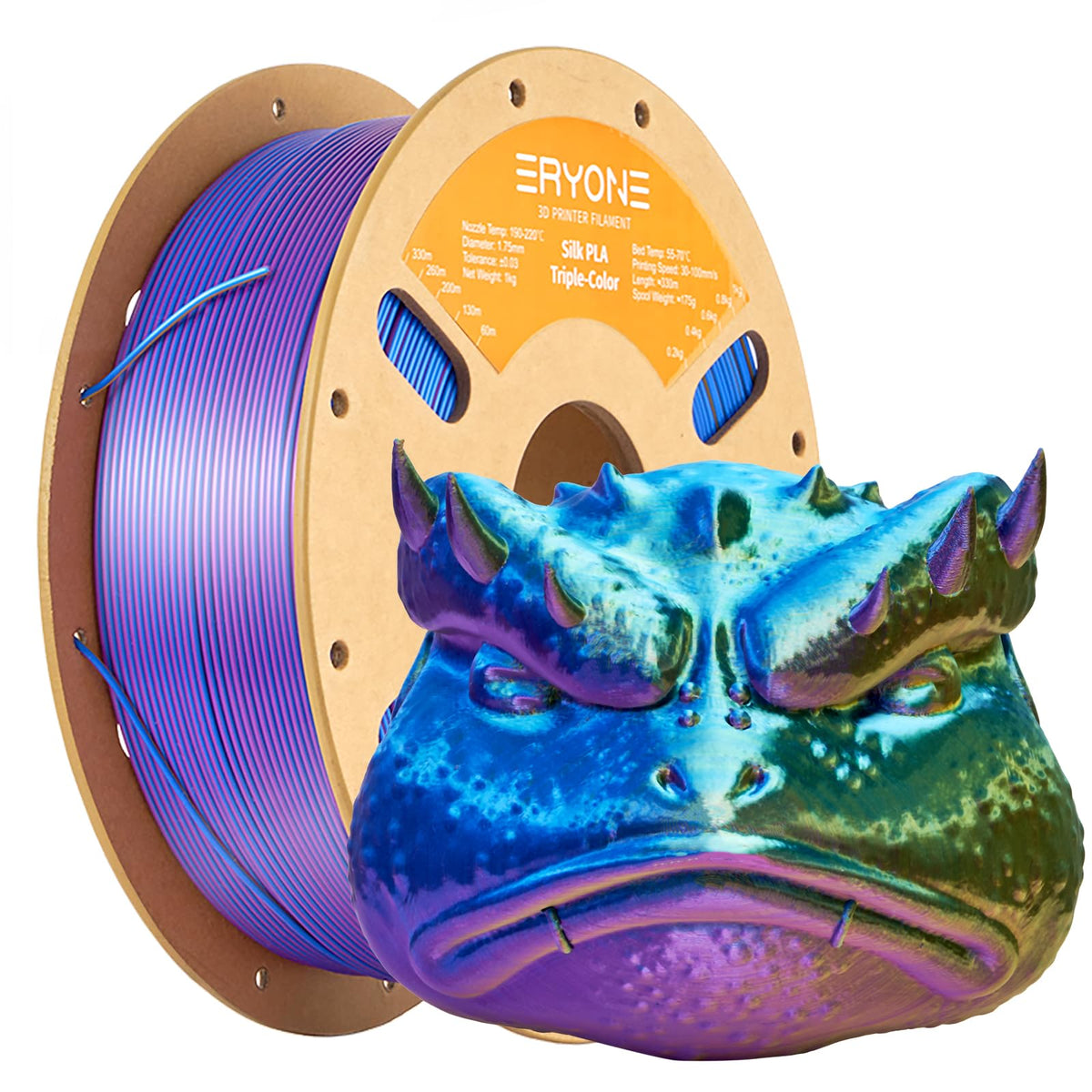 ERYONE Silk PLA Filament 1.75mm,3D Printer Filament PLA,Shiny Glossy PLA Filament,+/-0.03mm,1kg(2.2lbs)/Spool,Silk Liquid Gold