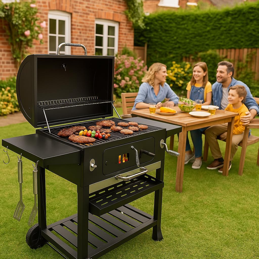 Campfire XL Outdoor Large Smoker Barbecue Charcoal Portable BBQ Grill Garden Shelf