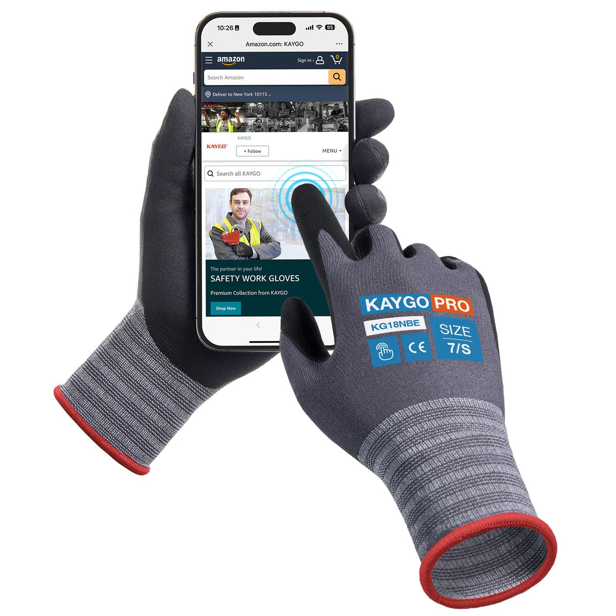 KAYGO Safety Work Gloves MicroFoam Nitrile Coated 12 Pairs, KG18NB