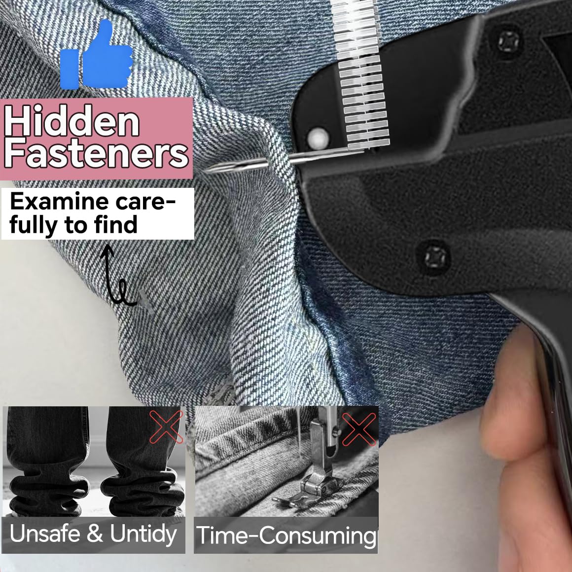 Stitchy Quick Clothing Fixer, Mini Stitch Gun for Clothes, Clothing Stitch Tagging Gun with Case,Stitchy Tool with 6 Needles,1500 Black & 1500 White 5mm Micro Fasteners