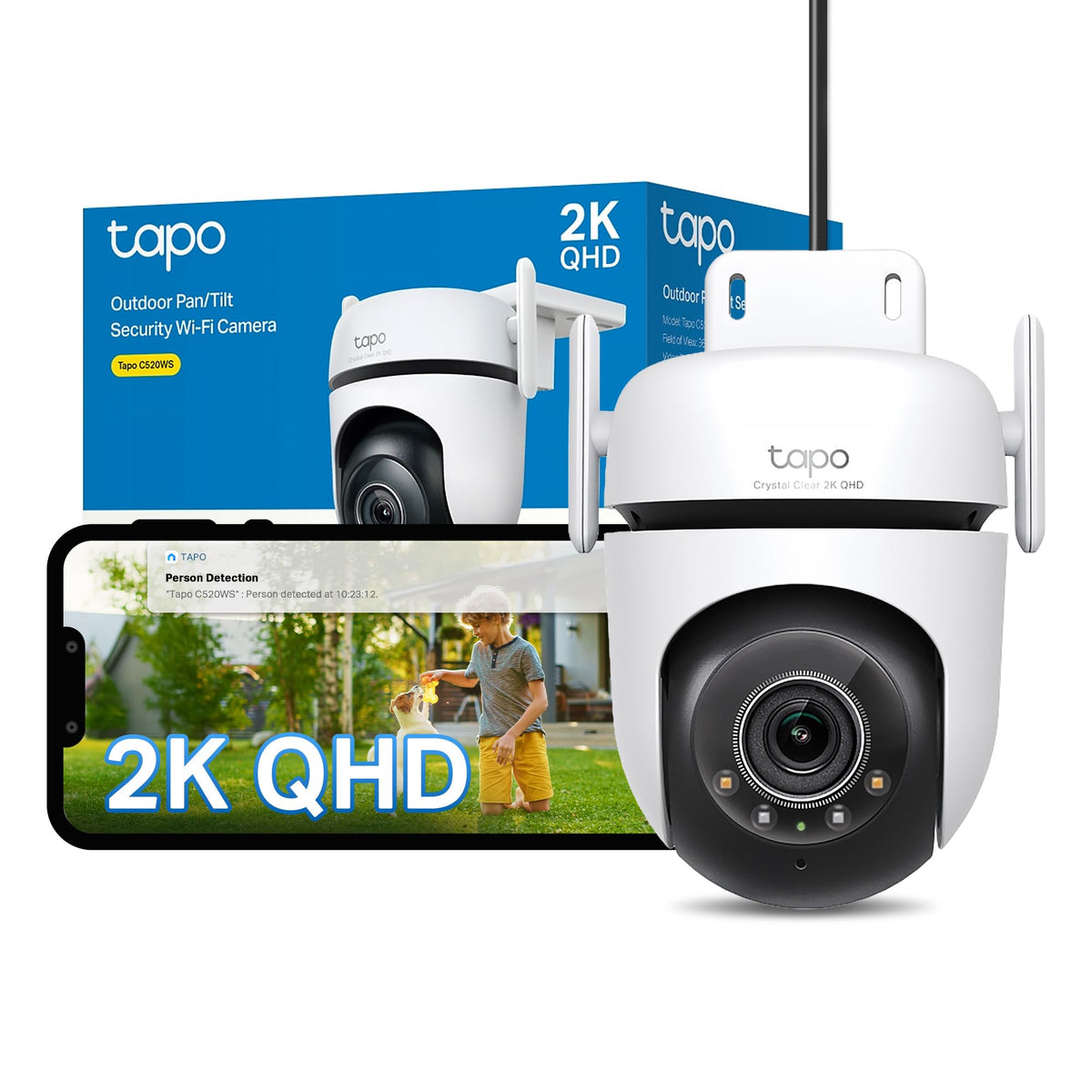 Tapo TC40 Pan/Tilt Smart Security Outdoor Camera, Full HD, 360° Person Detection Motion Tracking, Color Night Vision, WiFi Camera No Monthly Fee, Two-Way Talk, IP65, Works with Alexa and Google
