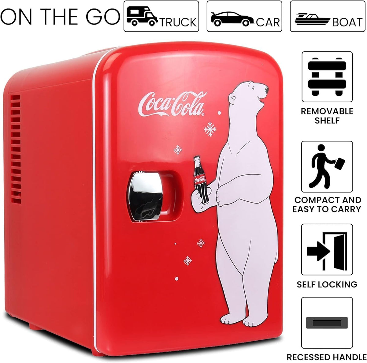 Mini Fridge For Bedrooms 4L Small Fridge 6 Can Table Top Quiet Mini Fridges For Skincare Office Food Drinks Kids Home Car & Travel 12v Portable Cooler Warmer Refrigerator by Coca-Cola, PB Red