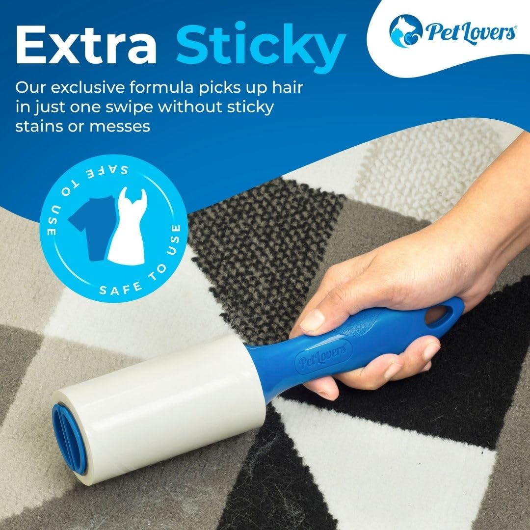 PetLovers Extra Sticky Lint Roller Mega Value Set 450 Sheets for Pet Hair Removal Dog and Cat Lint Remover 5 Pack