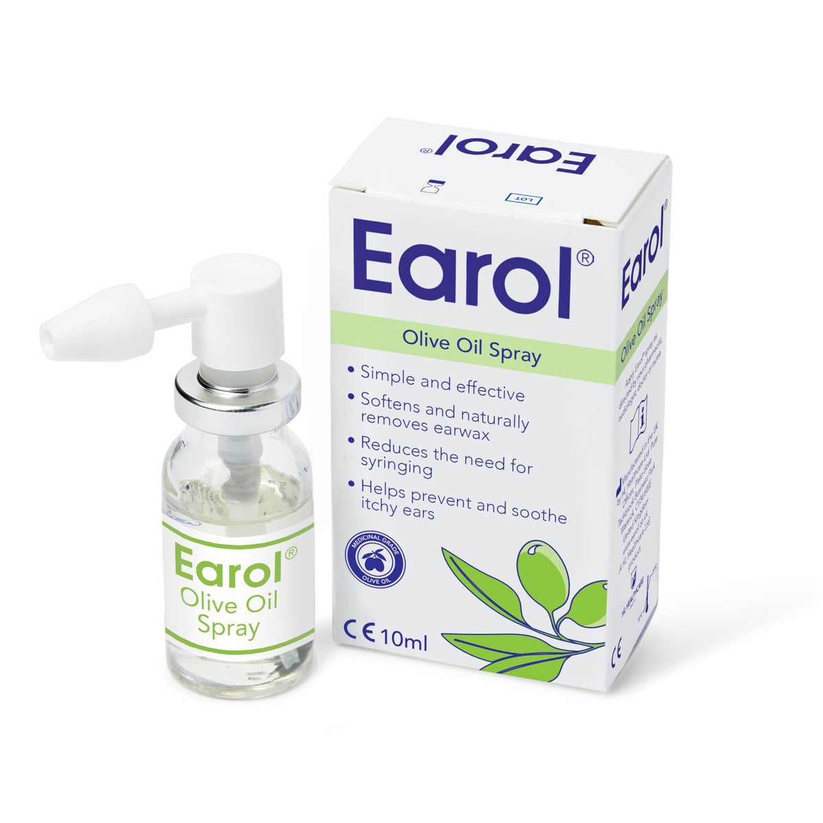 Earol Olive Oil Ear Wax Removal Spray, Clinically Proven, 10ml (Pack of 2)