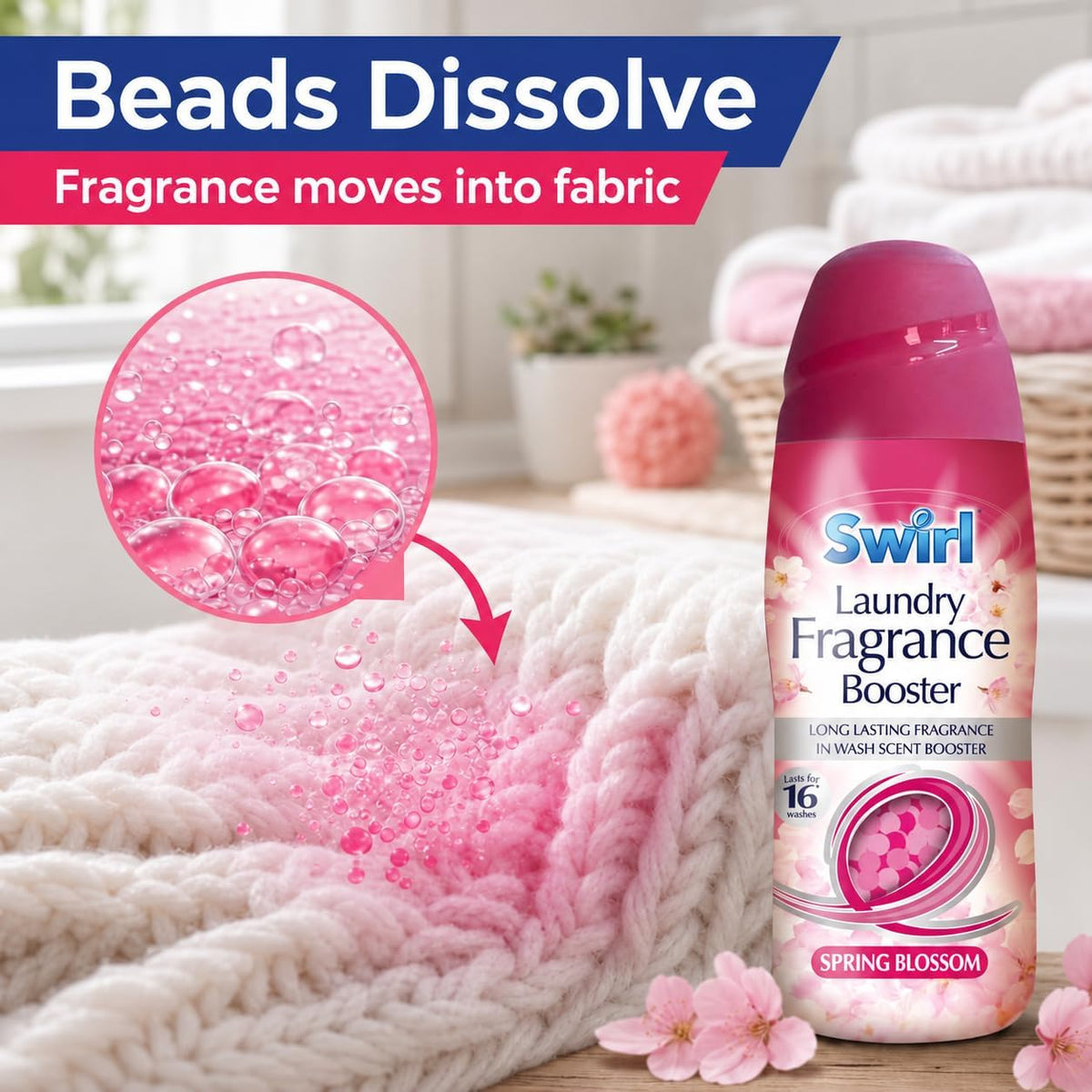 Laundry Scent Booster Beads for Laundry 4 x 350g – Wash Laundry Perfume Fragrance Booster, Long Lasting Washing Beads for Clothes & Washing Machine – Fresh Linen, Spring Blossom, Lavender & Calm