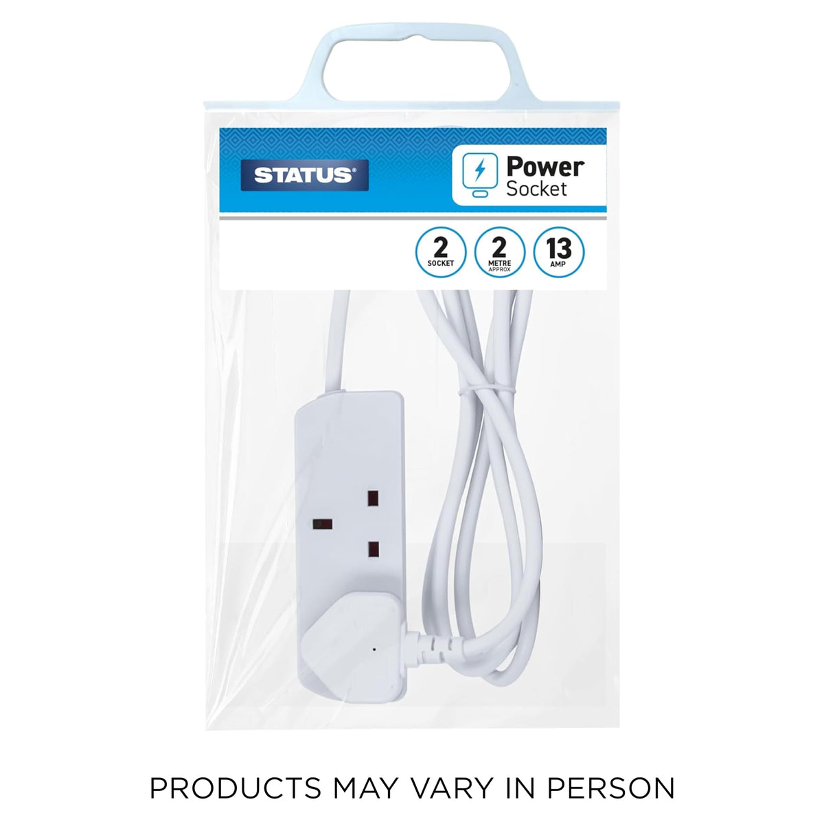 STATUS 6 Socket Extension Lead, 2m Multi-Plug Power Strip for Home, Office or Gaming Set-ups, White (S6W2MS12)