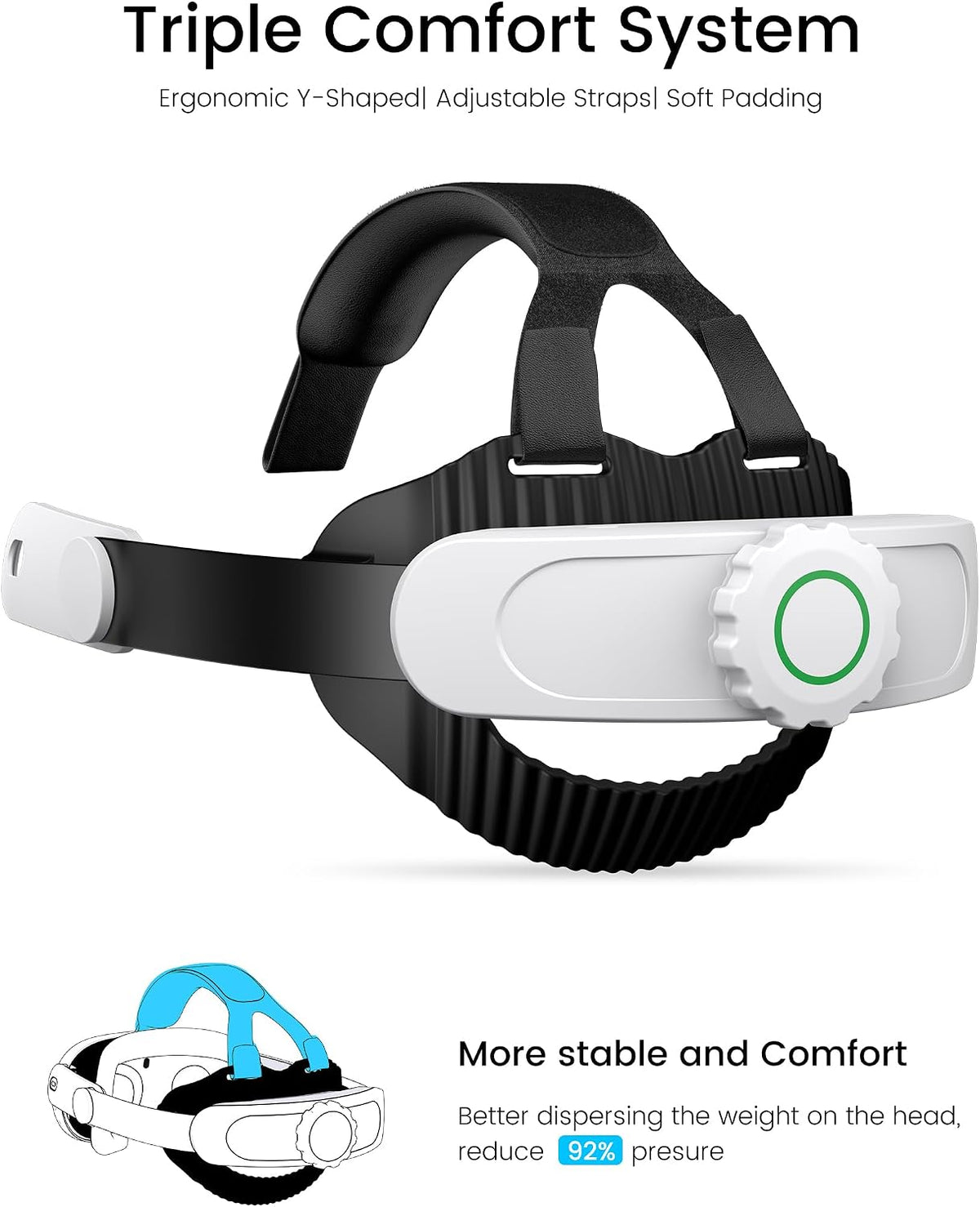HELLCOOL Head Strap with 10000mAh Battery Pack Cables for Meta Quest 3S/3/2,Adjustable Elite Strap Replacement Intended for Quest Head Strap,VR Headset Accessories