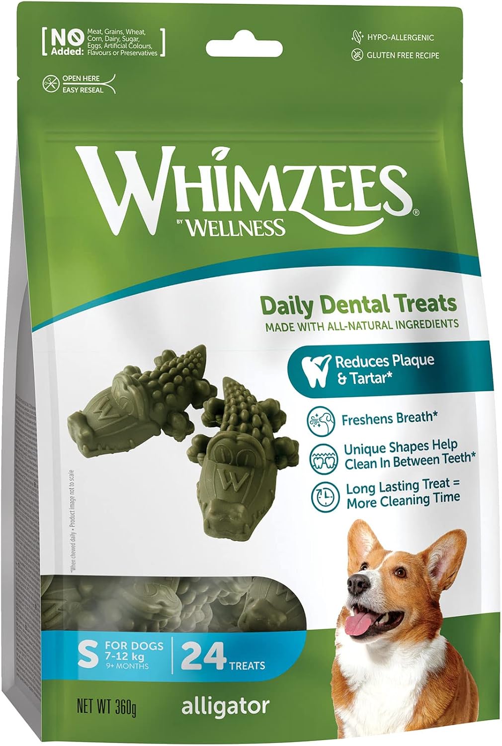 WHIMZEES Alligator S, 24 Pieces – Size S