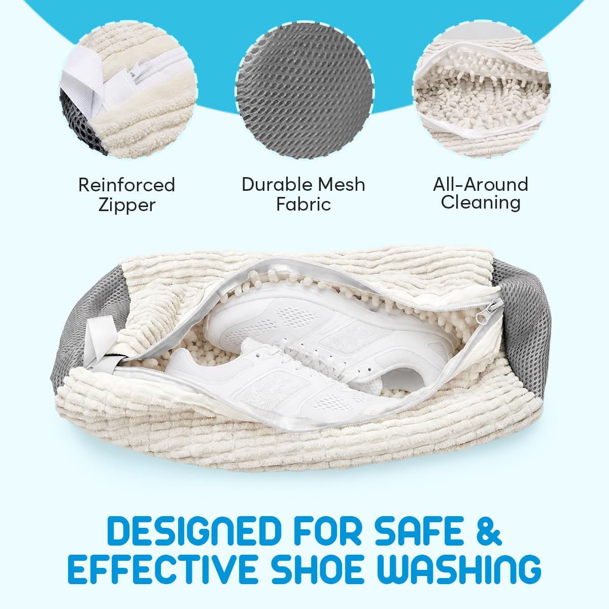Shoe Washing Bag, 2 Pack, for Washer and Dryer, Reusable Cleaning Sack