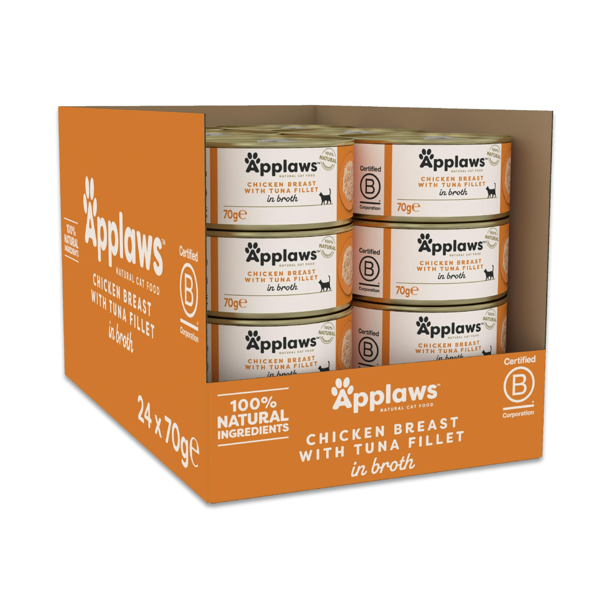 Applaws 100% Natural Wet Cat Food, Pouch Multipack Fish Selection in Broth, 70 g (24 x 70g) Pouches