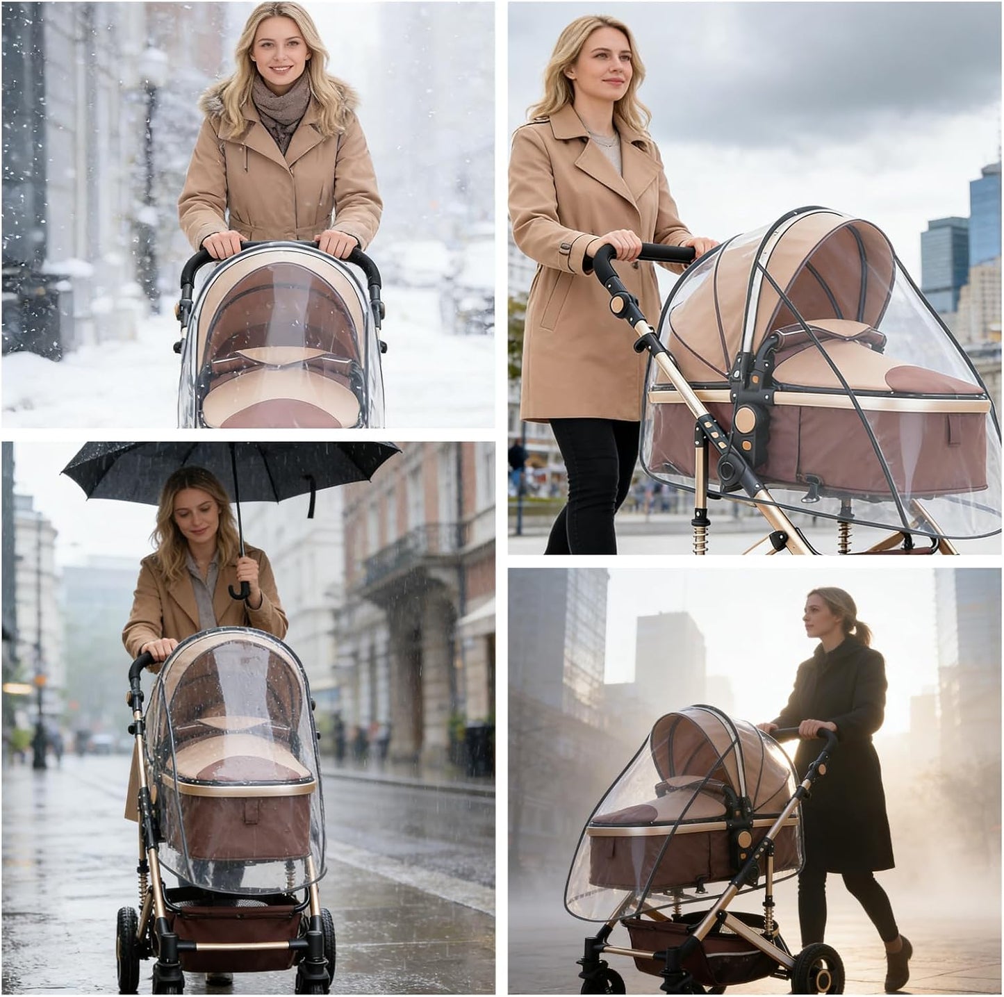 Universal Rain Cover for Pushchair & Pram - Clear EVA Weather Shield, Durable Waterproof Protection for Baby Stroller, Toddler Buggy in Heavy Rain & Wind