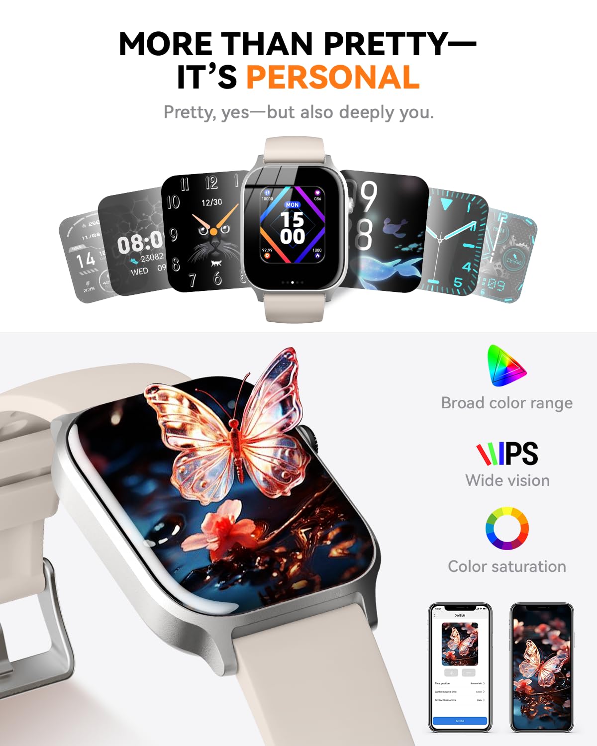 Smart Watch for Men Women- Answer/Make Call, 2024 IP68 Waterproof Fitness Tracker Watch with Sleep Step Counter Activity Smartwatch for Samsung Android iPhone iOS (Black-Blue, 1.83)