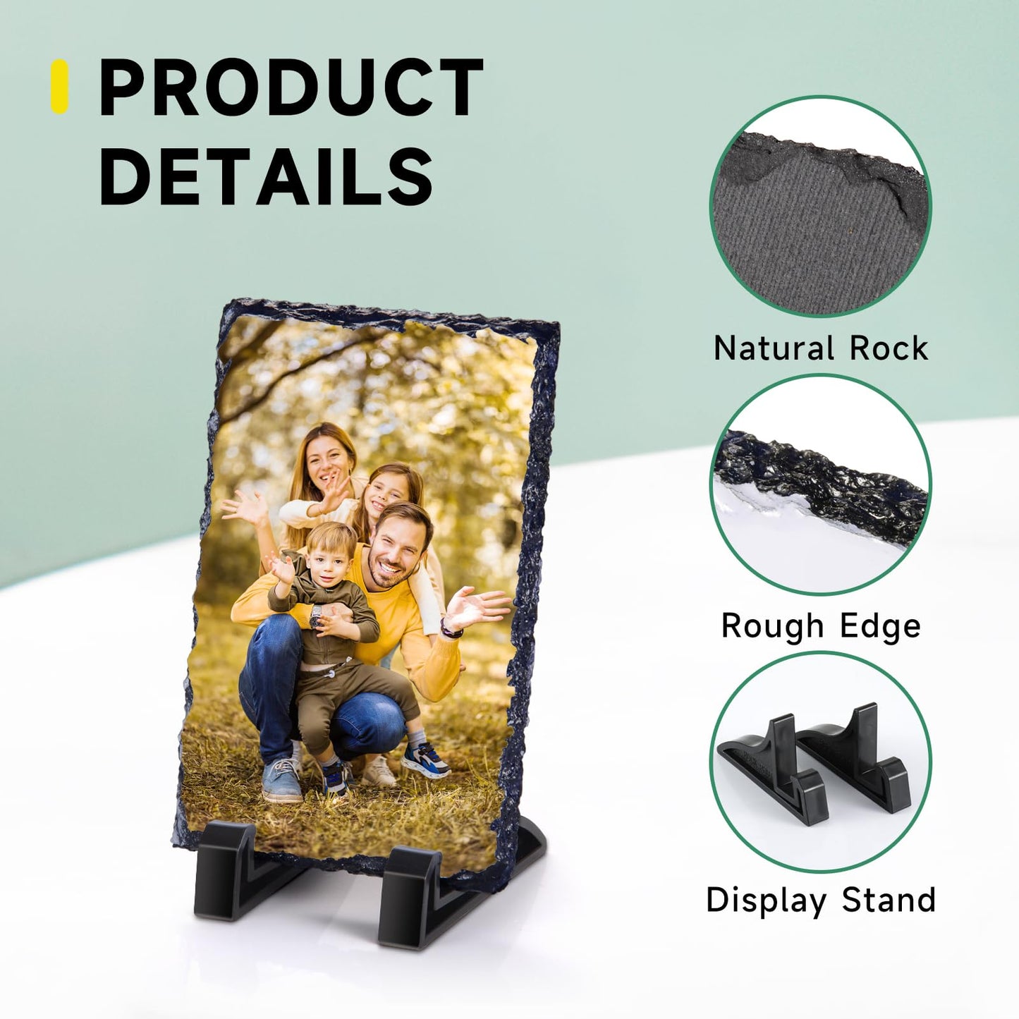 Personalised Memorial Plaque, Custom Rock Slate Frame with Photo Text, Customised Memorial Gifts for Loss of Loved One, Cemetery Decorations for Grave