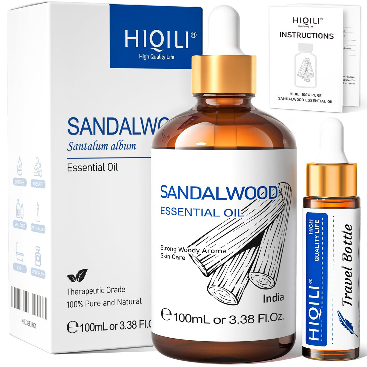 HIQILI Tea Tree Oil for Nail Fungus, Skin, Hair, Acne