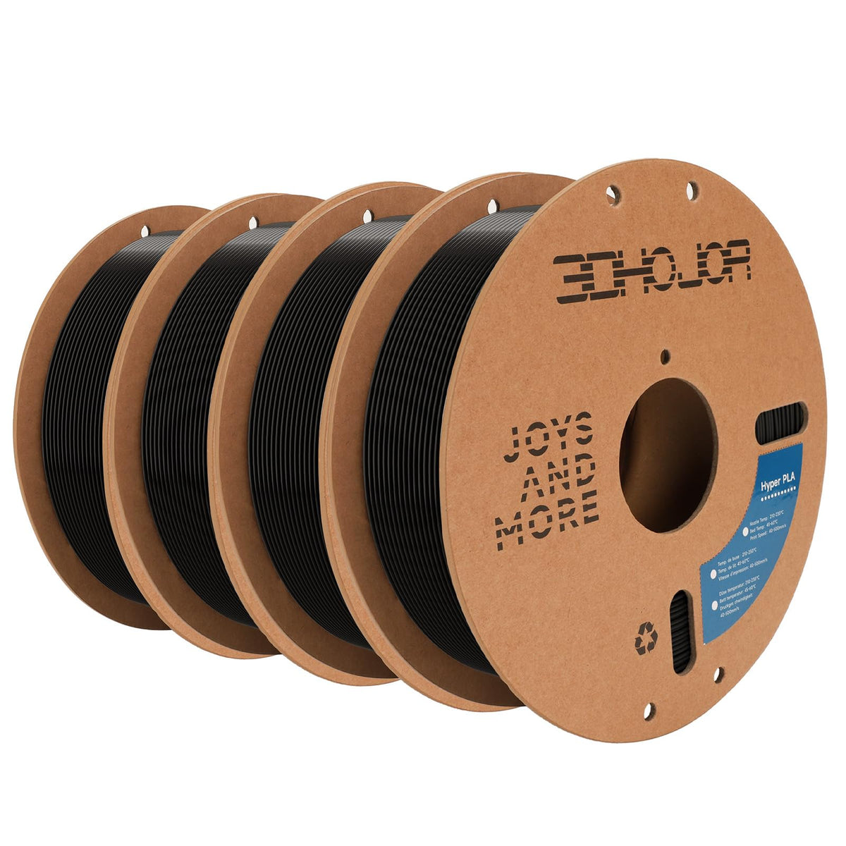 3DHoJor Basic PETG Filament 1.75mm 1kg*2 Bundle for 3D Printers-2Pack Black