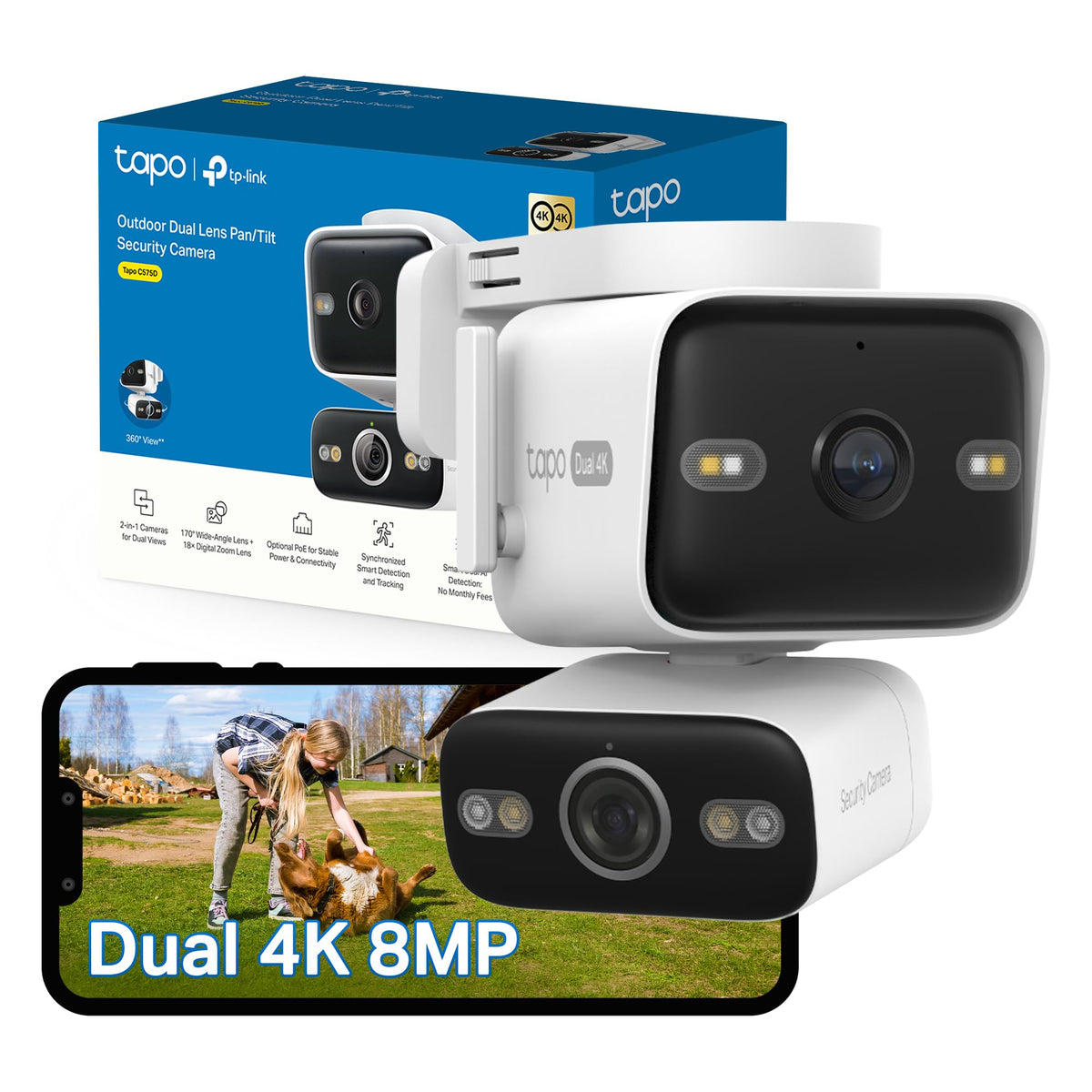 Tapo C216 2K 3MP Pan/Tilt Indoor Outdoor Security Camera Spotlights Camera