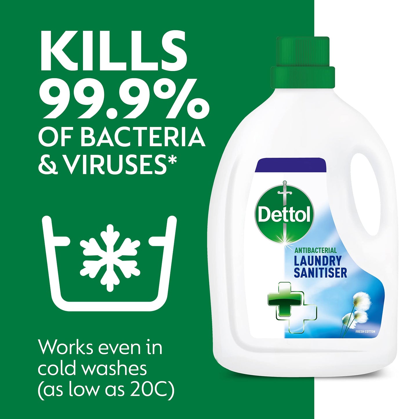 Dettol Antibacterial Laundry Sanitiser Fresh Cotton 6L | 4 x 1.5L
