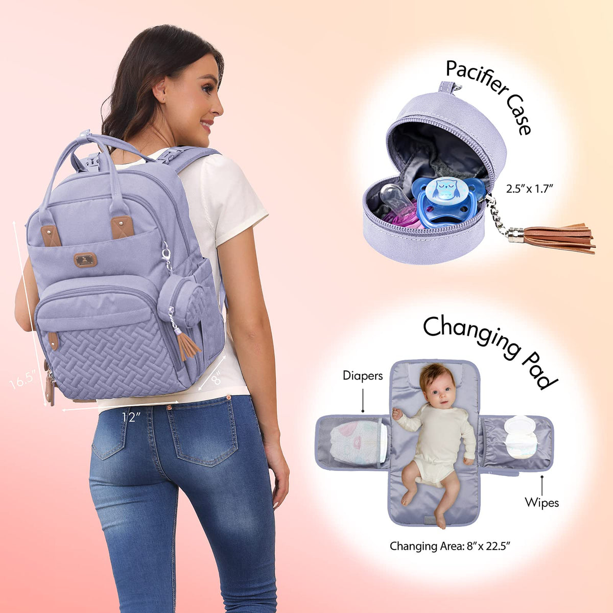 Dikaslon Baby Changing Bags Backpack, Large Baby Bag, 19 Pockets, Outdoors