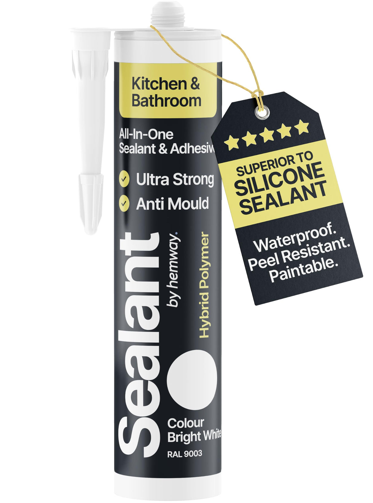 Hemway Kitchen & Bathroom Crystal Clear Sealant & Adhesive 300ml 3 Pack