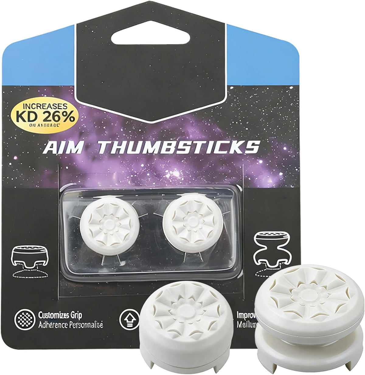 FPS White Thumb Grips for PS4 PS5 Controller Thumbsticks Thumb Stick
